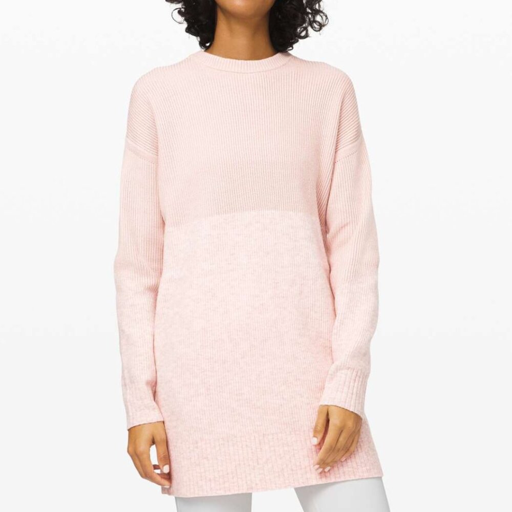Lululemon Restful Intention Sweater Heathered Pink Bliss Cozycore Lounge Winter